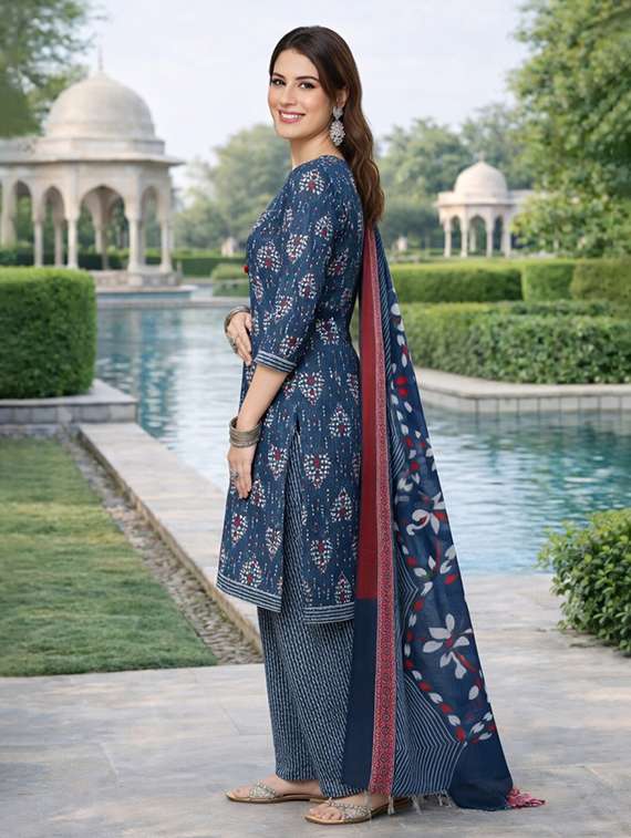 women printed three quarter sleeve kurta salwar with dupatta set - 22439092 -  Standard Image - 1
