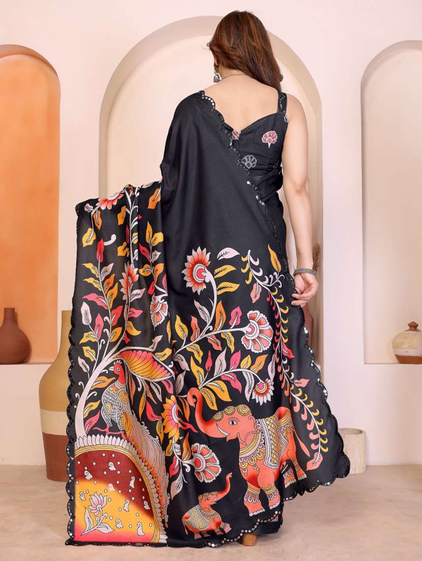 women kalamkari printed saree with blouse - 22439188 -  Standard Image - 4