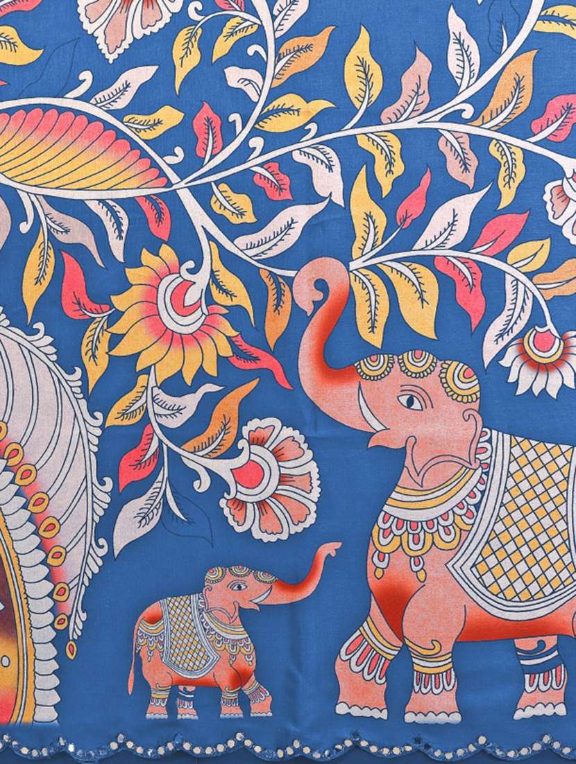 women kalamkari printed saree with blouse - 22439189 -  Standard Image - 6