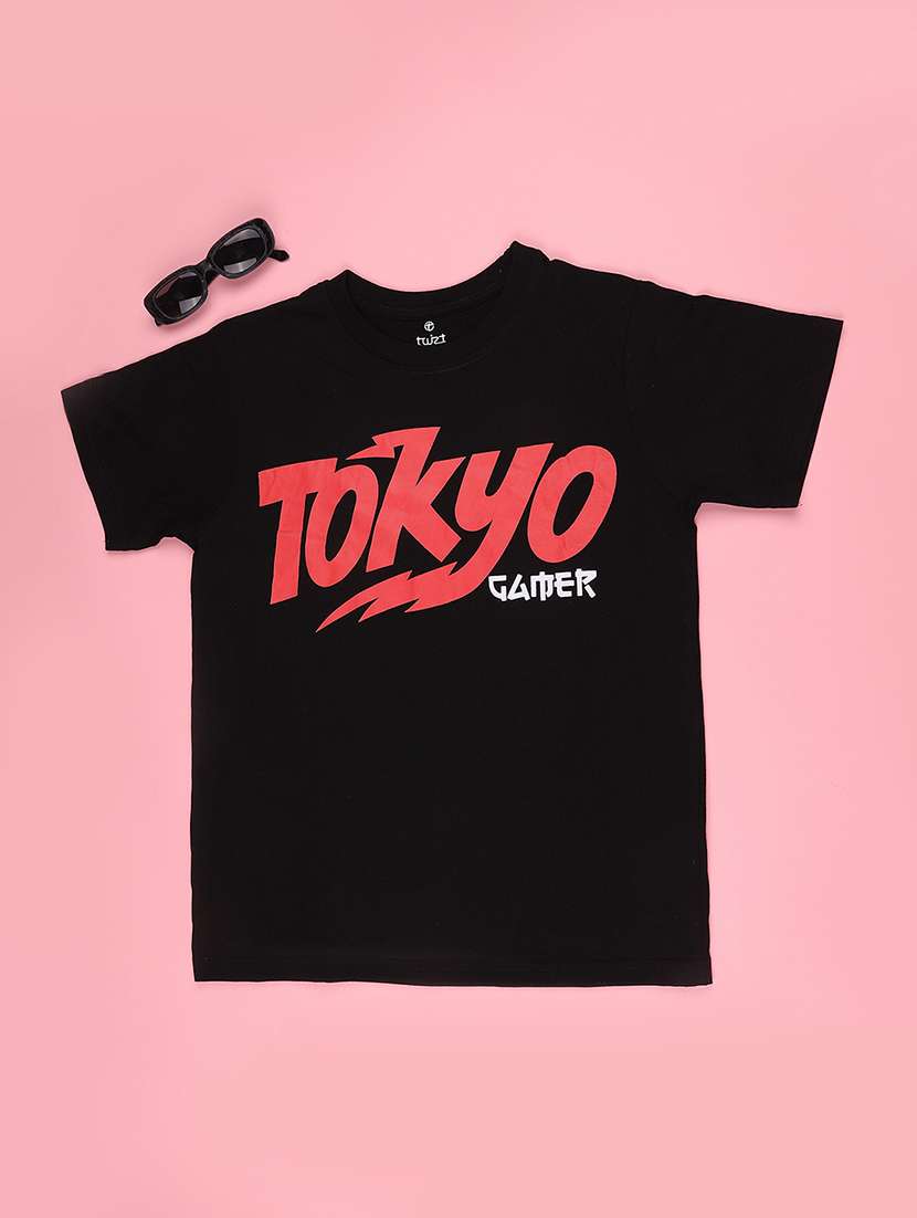 boys typographic printed round neck t-shirt - 22439295 -  Standard Image - 1