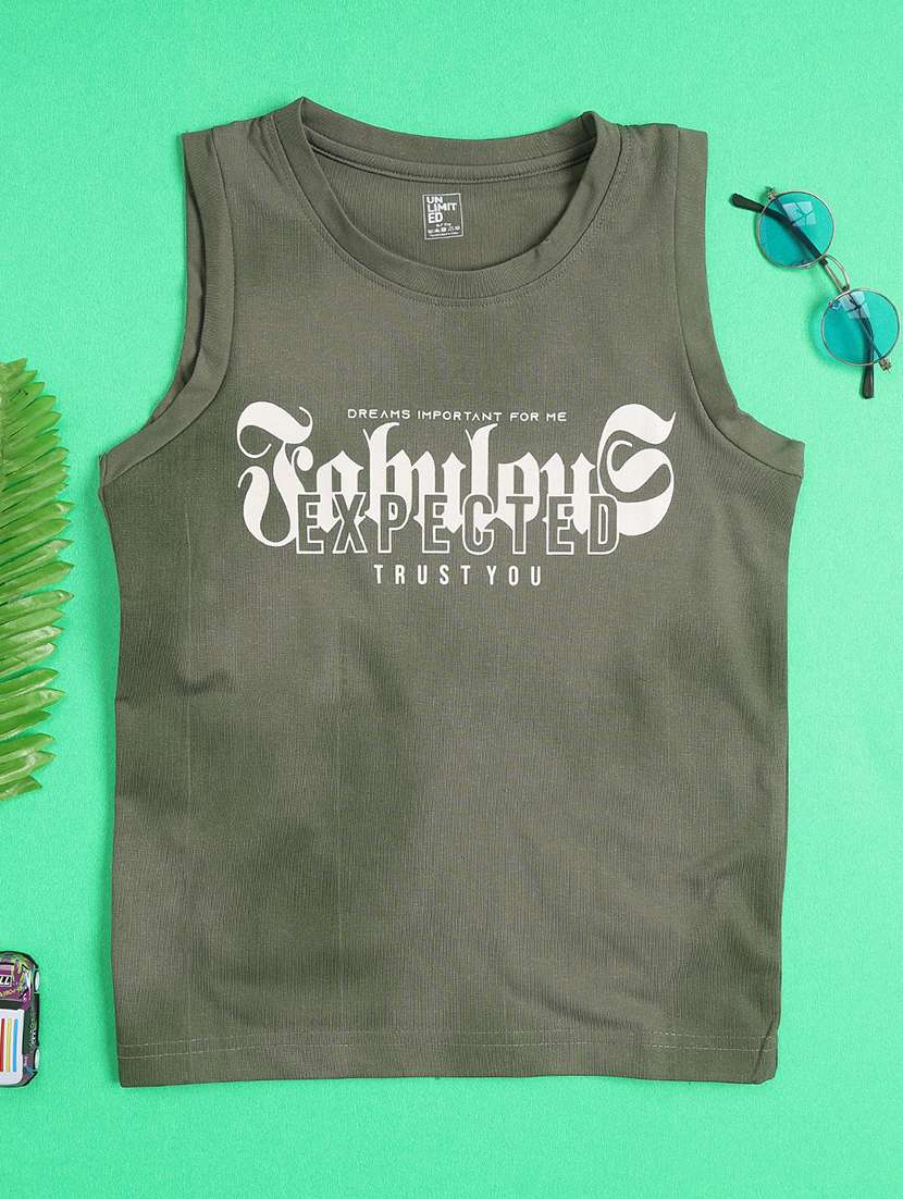 boys printed sleeveless regular fit t-shirt - 22439321 -  Standard Image - 1