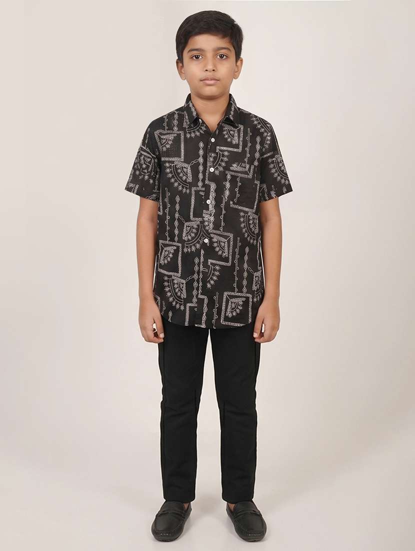 boys embroidered short sleeves regular fit shirt - 22439385 -  Standard Image - 4
