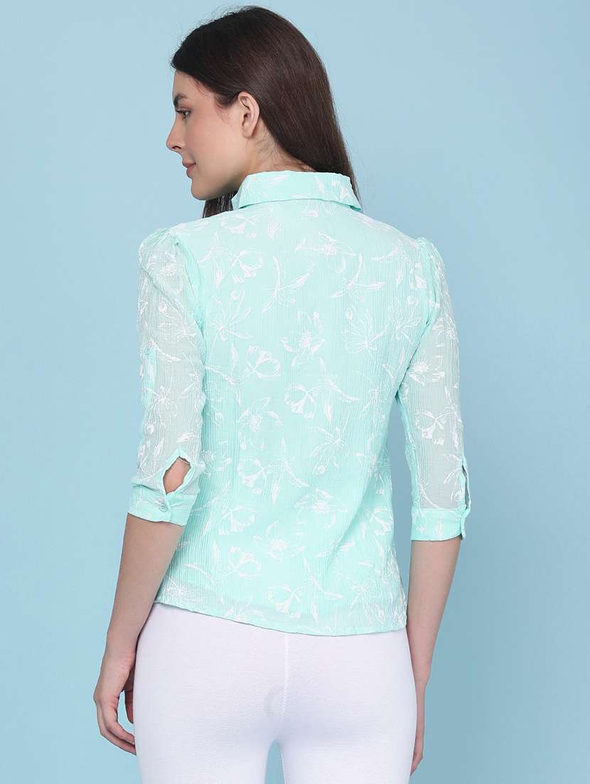 women printed three quarter sleeves regular shirt - 22439452 -  Standard Image - 4