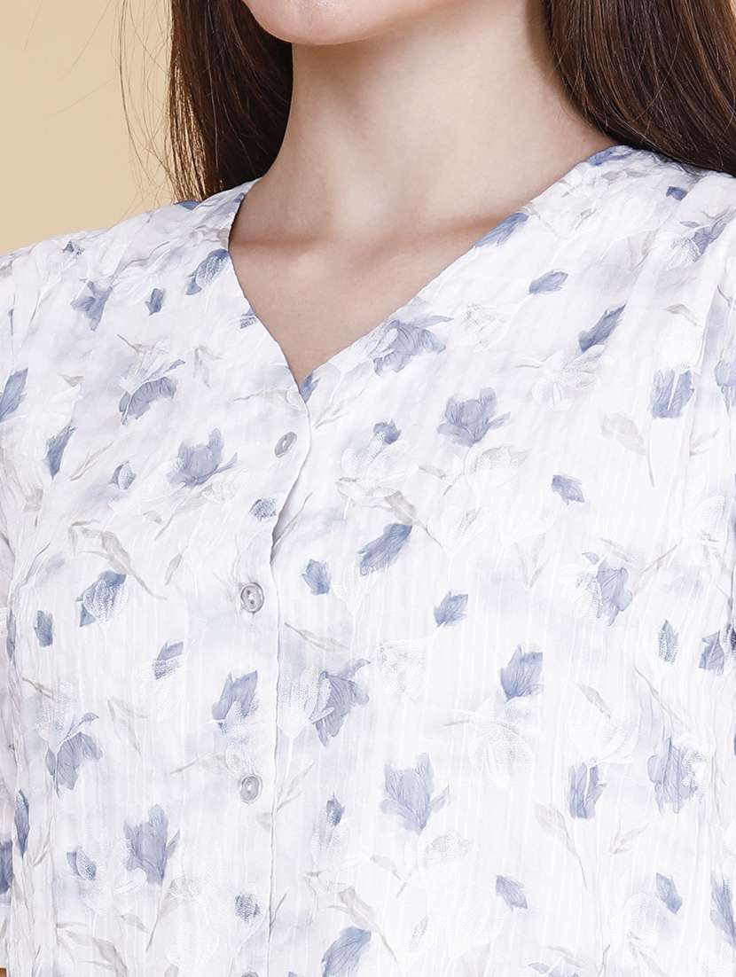 women printed three quarter sleeves regular shirt - 22439457 -  Standard Image - 1