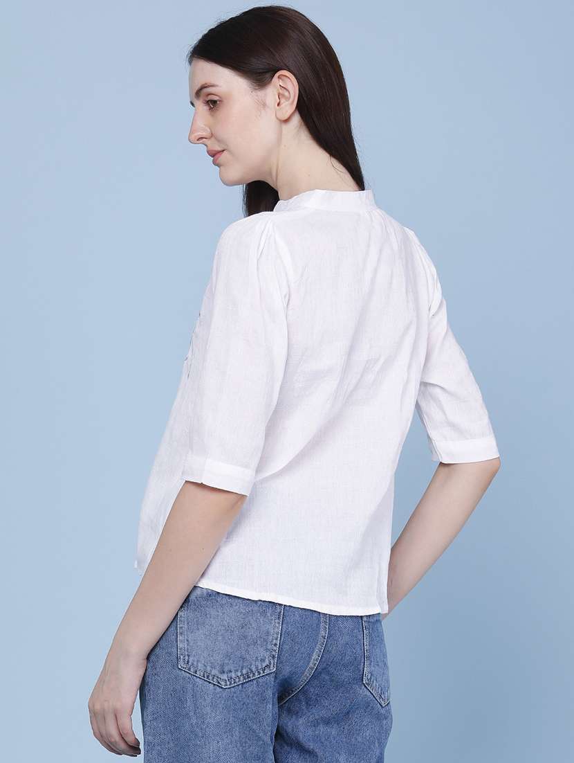 women embroidered mandarin neck regular shirt - 22439459 -  Standard Image - 4