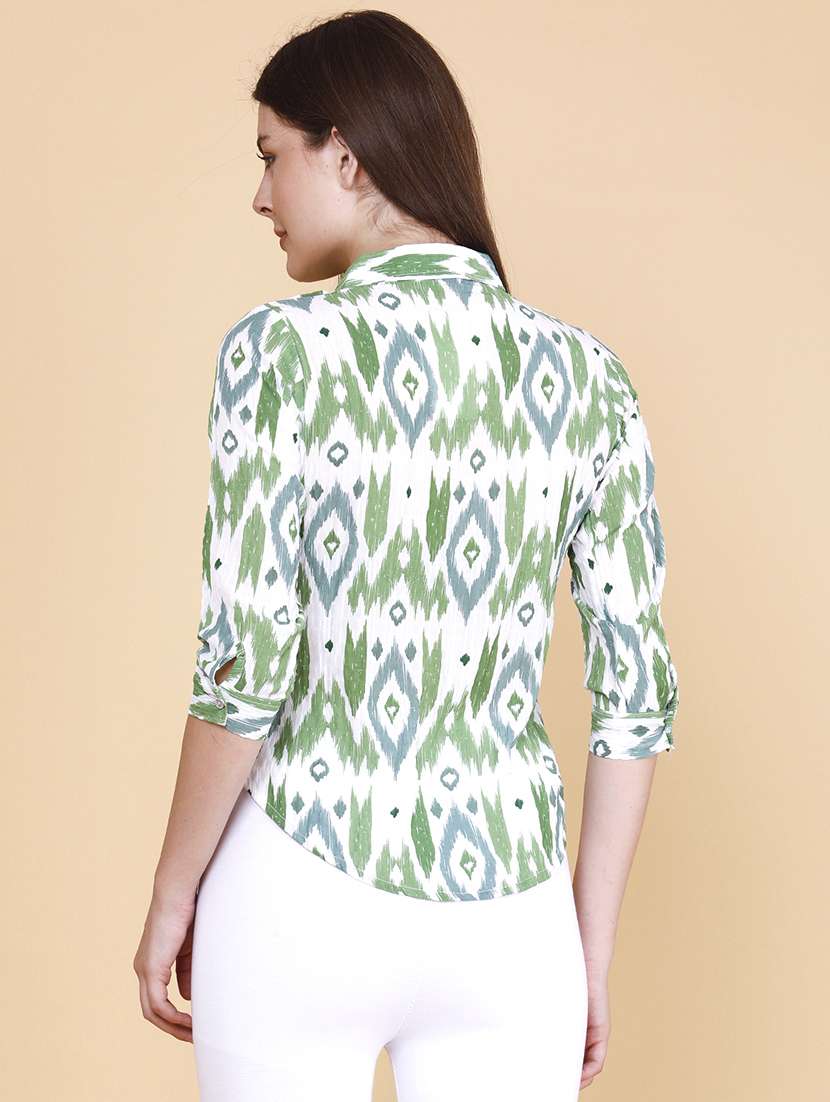 women printed three quarter sleeves regular shirt - 22439461 -  Standard Image - 4