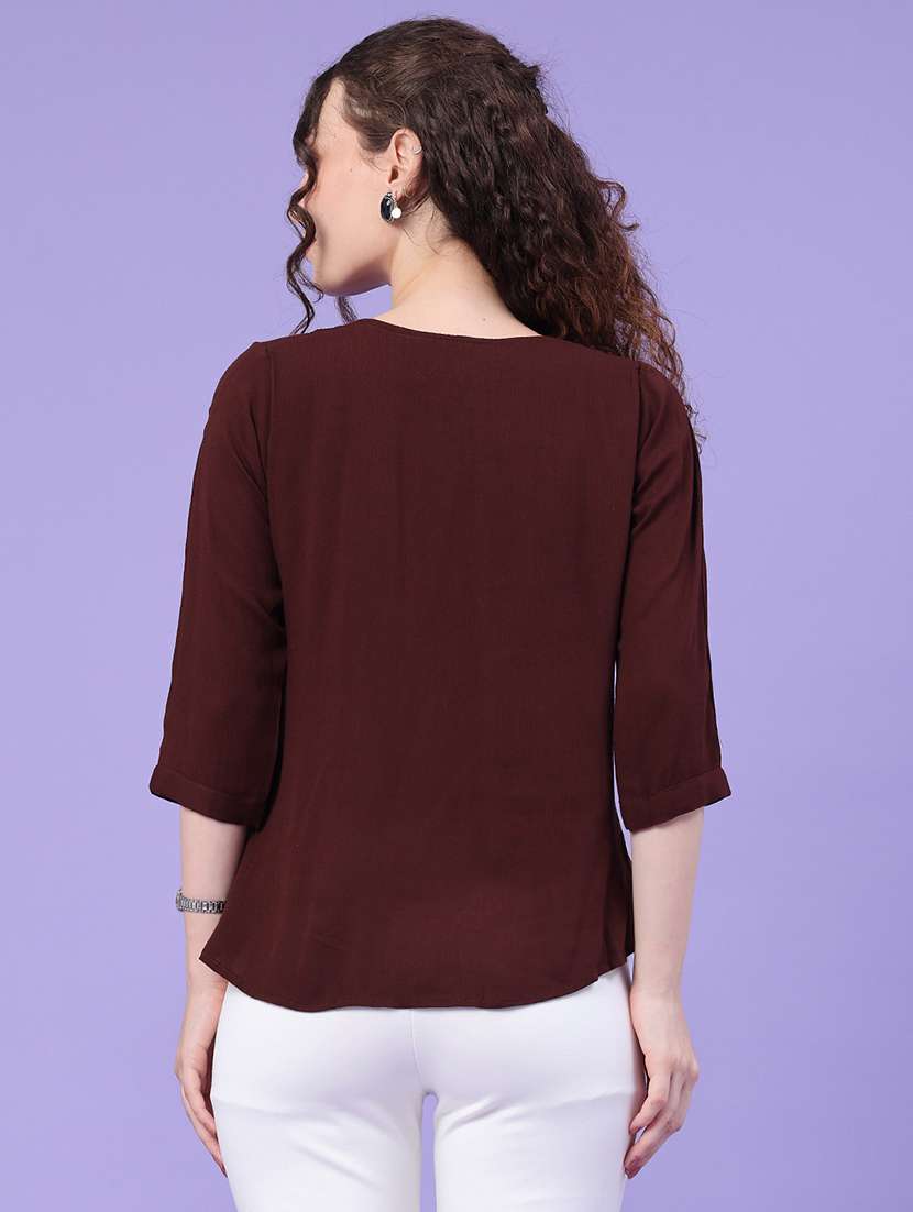 women embroidered round neck regular top - 22439462 -  Standard Image - 4