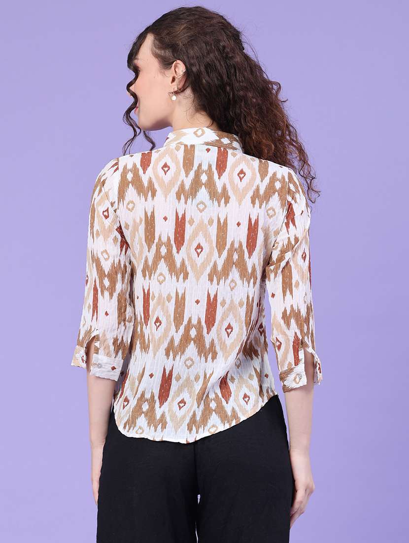 women printed three quarter sleeves regular shirt - 22439468 -  Standard Image - 4