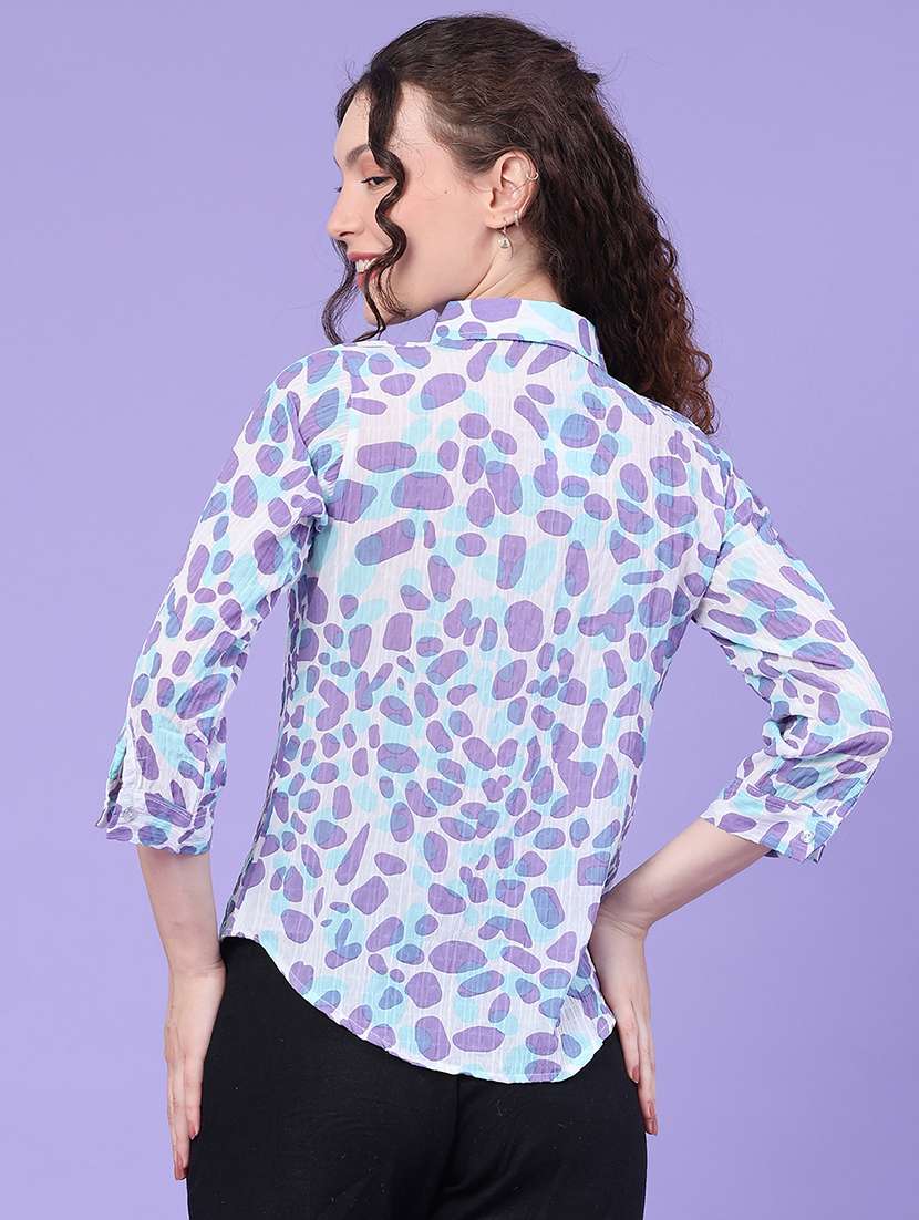 women printed three quarter sleeves regular shirt - 22439470 -  Standard Image - 4