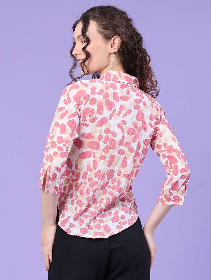 women printed three quarter sleeves regular shirt - 22439471 -  Standard Image - 4
