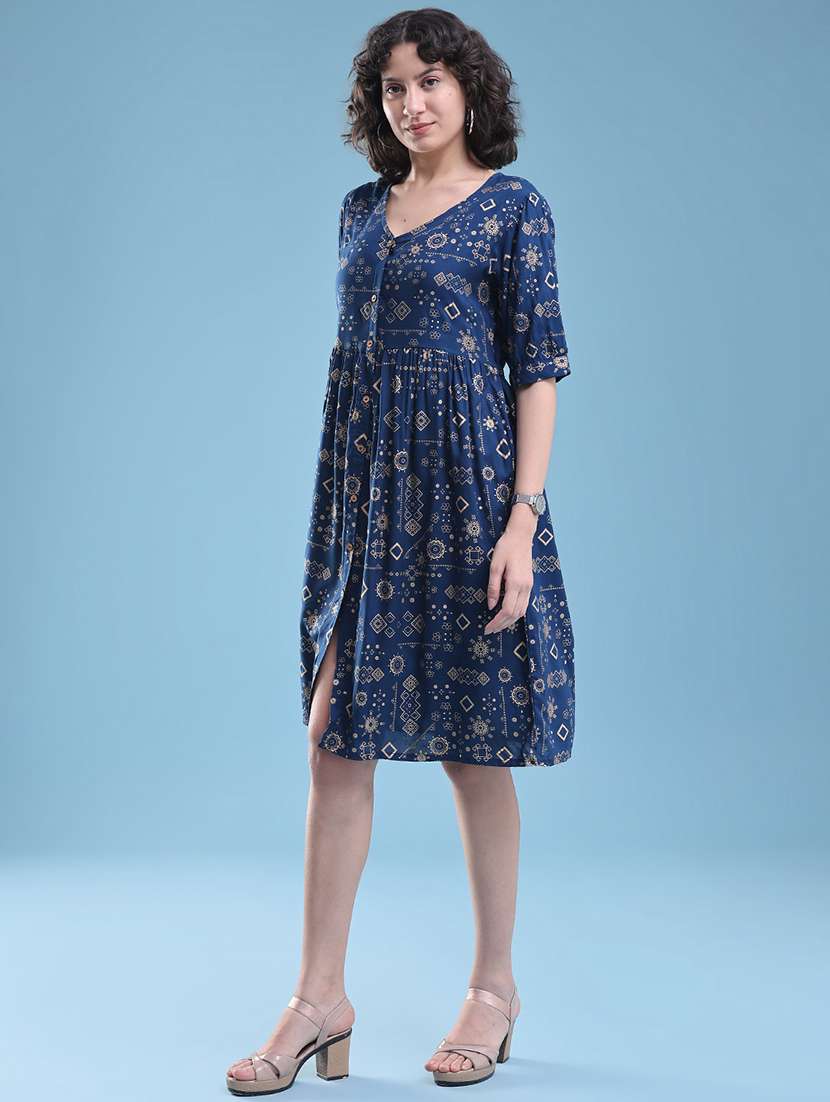 Women Printed Short Sleeves A-line Dress - 22439598 -  Standard Image - 4