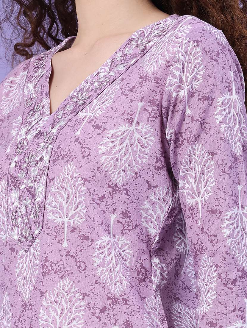 women printed three quarter sleeve kurta pant with dupatta set - 22439643 -  Standard Image - 1