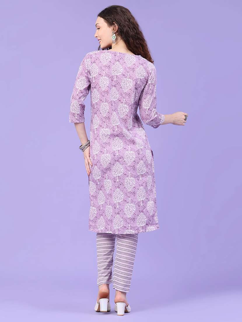 women printed three quarter sleeve kurta pant with dupatta set - 22439643 -  Standard Image - 4