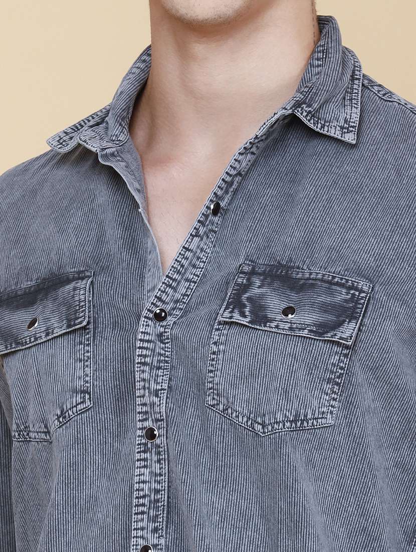 men textured long sleeve regular fit casual shirt - 22439689 -  Standard Image - 1