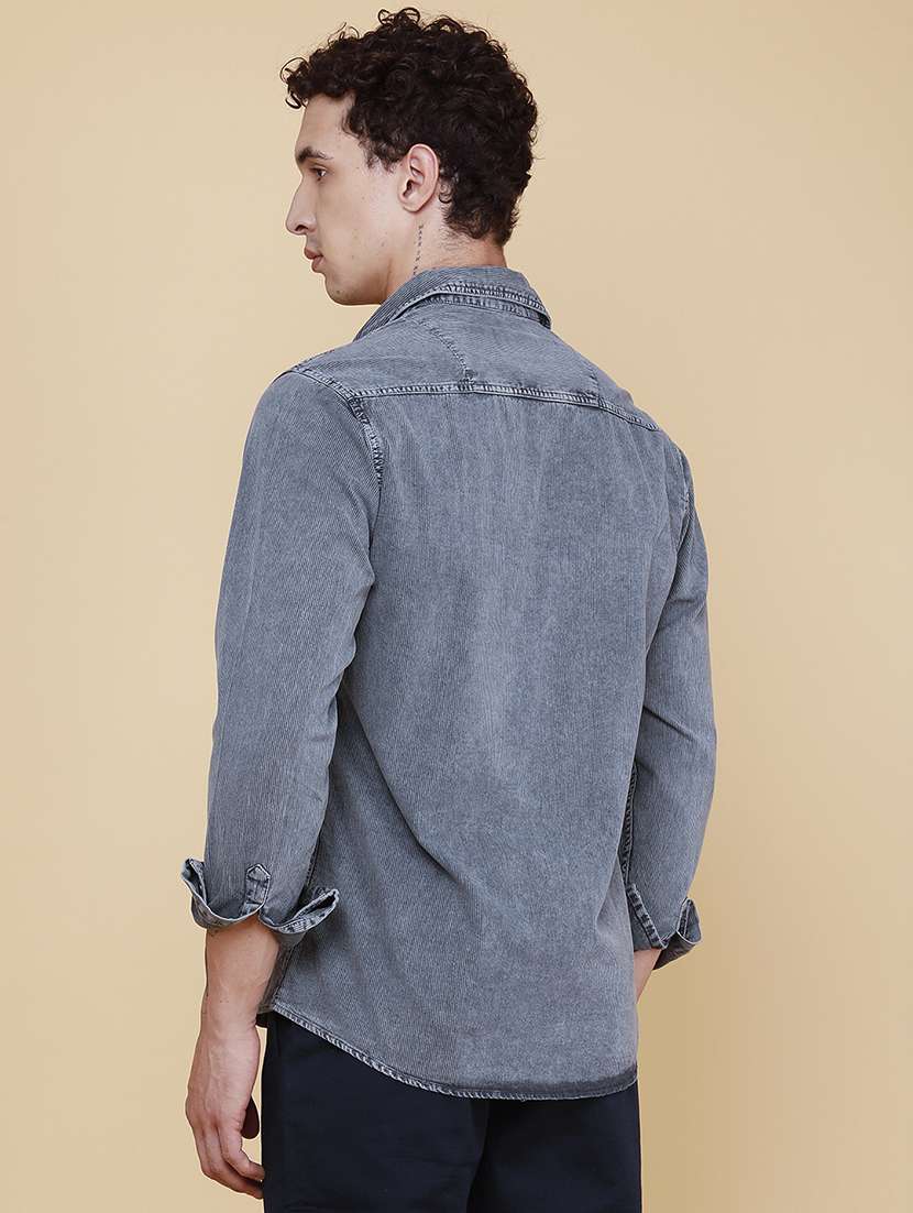 men textured long sleeve regular fit casual shirt - 22439689 -  Standard Image - 4