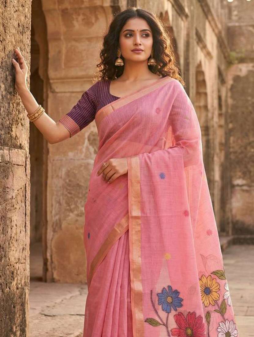 women floral printed saree with blouse - 22439715 -  Standard Image - 1