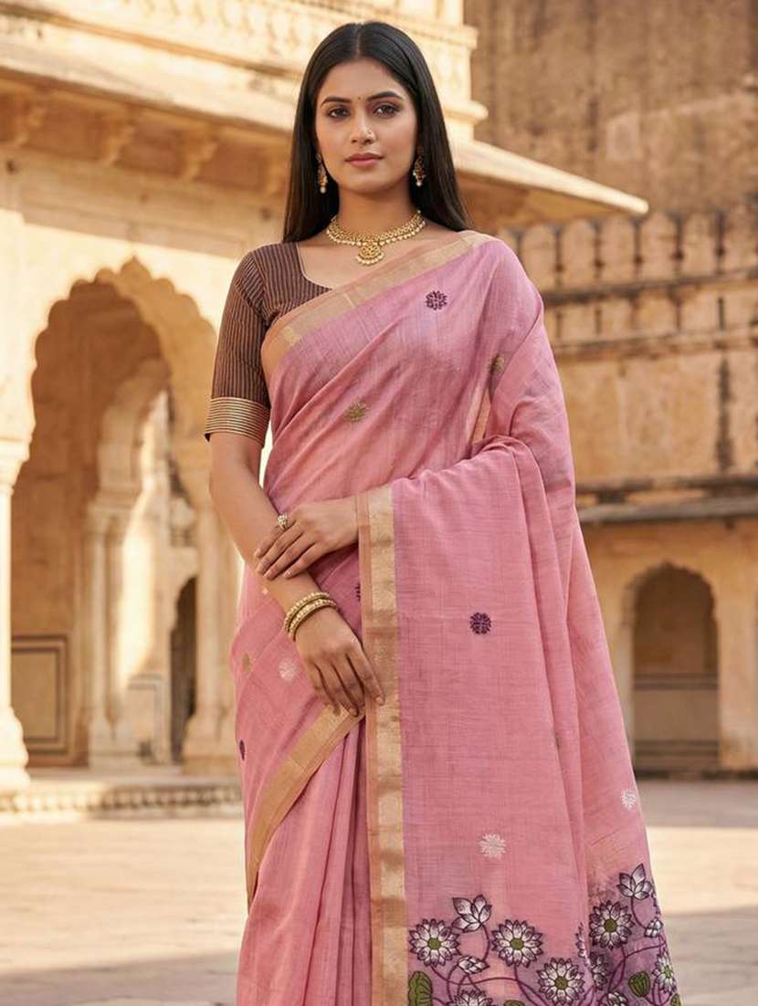 women floral printed saree with blouse - 22439727 -  Standard Image - 1