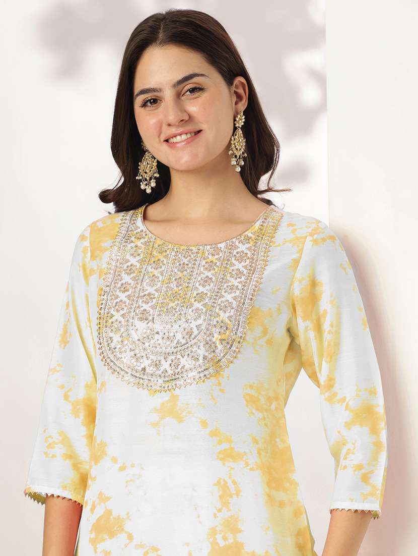 yellow silk blend kurta pant  set - 22439847 -  Standard Image - 1