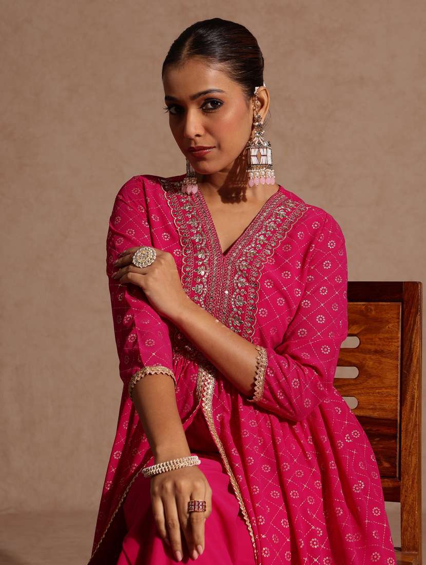 pink georgette kurta pant  set - 22439848 -  Standard Image - 1