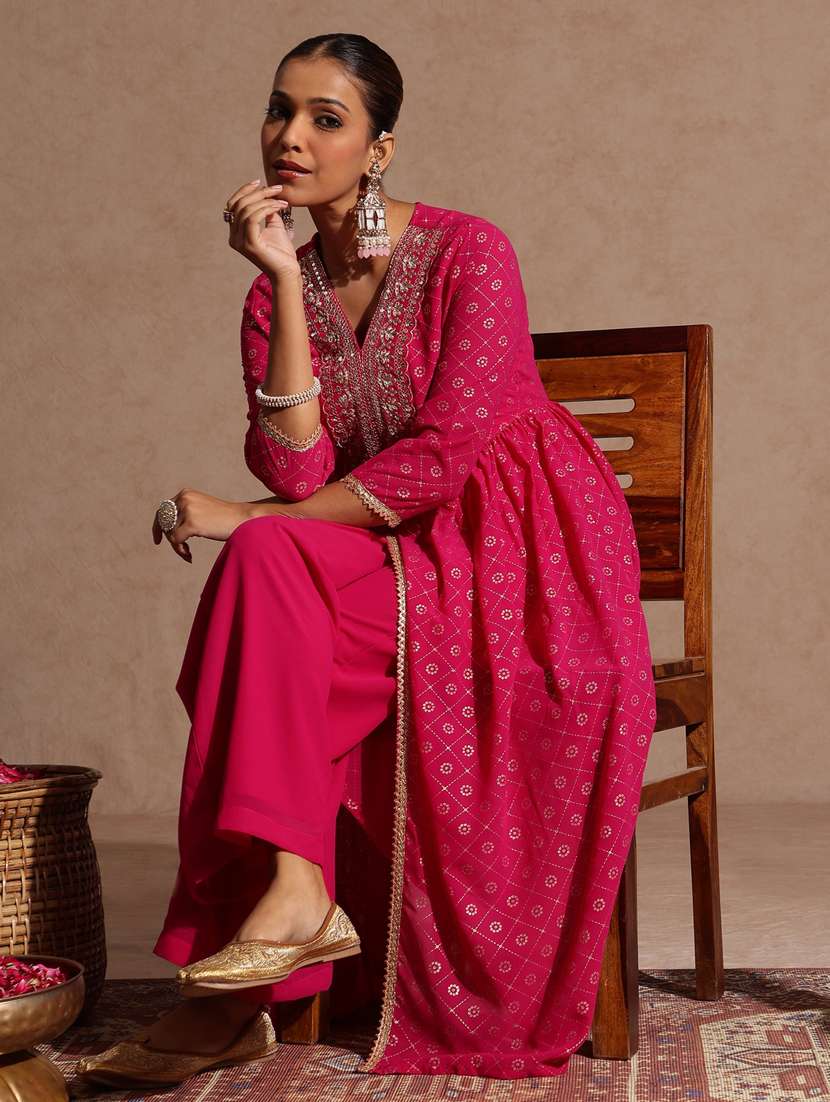 pink georgette kurta pant  set - 22439848 -  Standard Image - 4