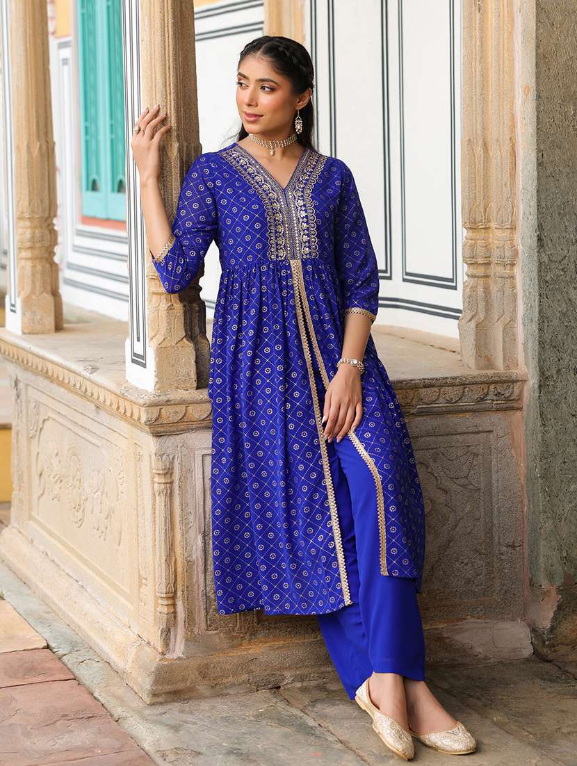 blue georgette kurta pant  set - 22439849 -  Standard Image - 4