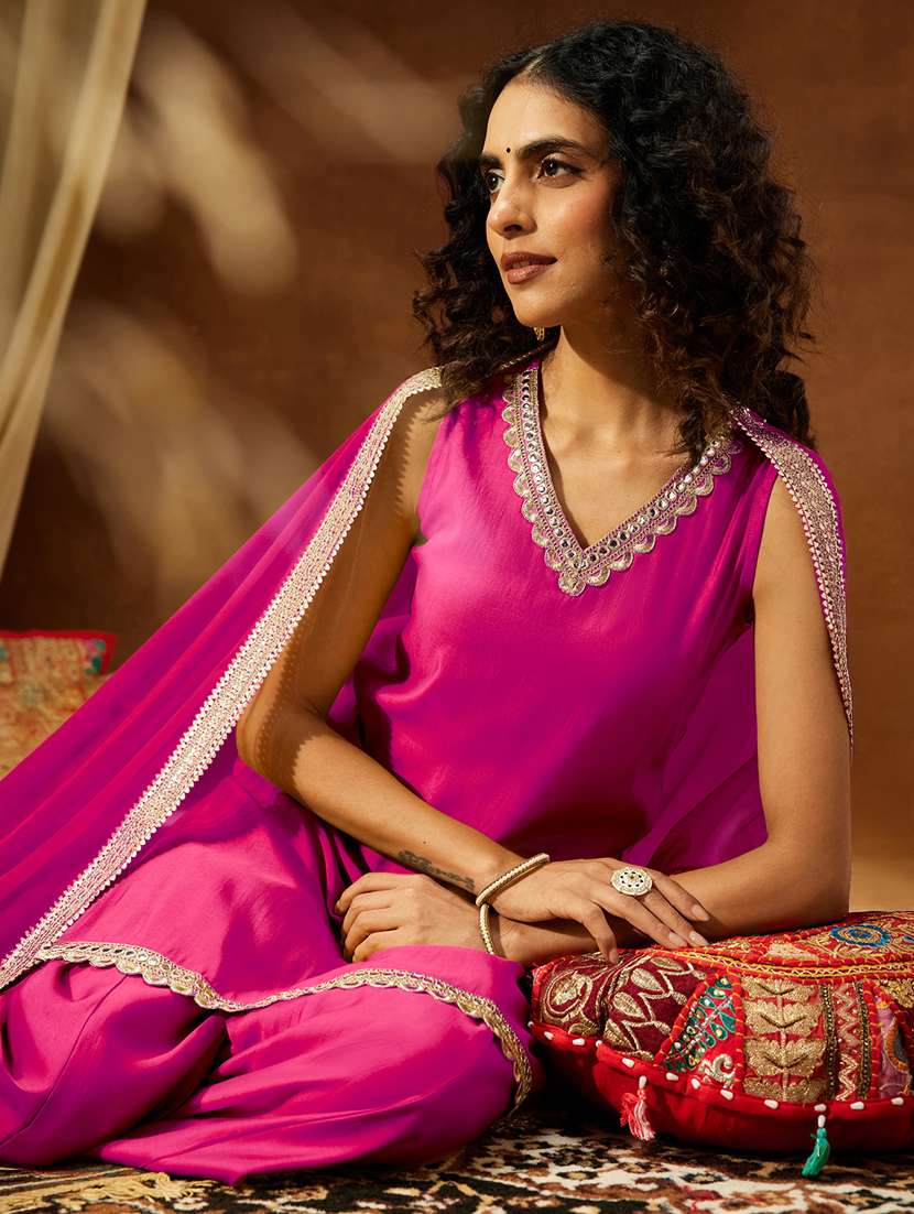 pink chanderi kurta sharara  set - 22439854 -  Standard Image - 1