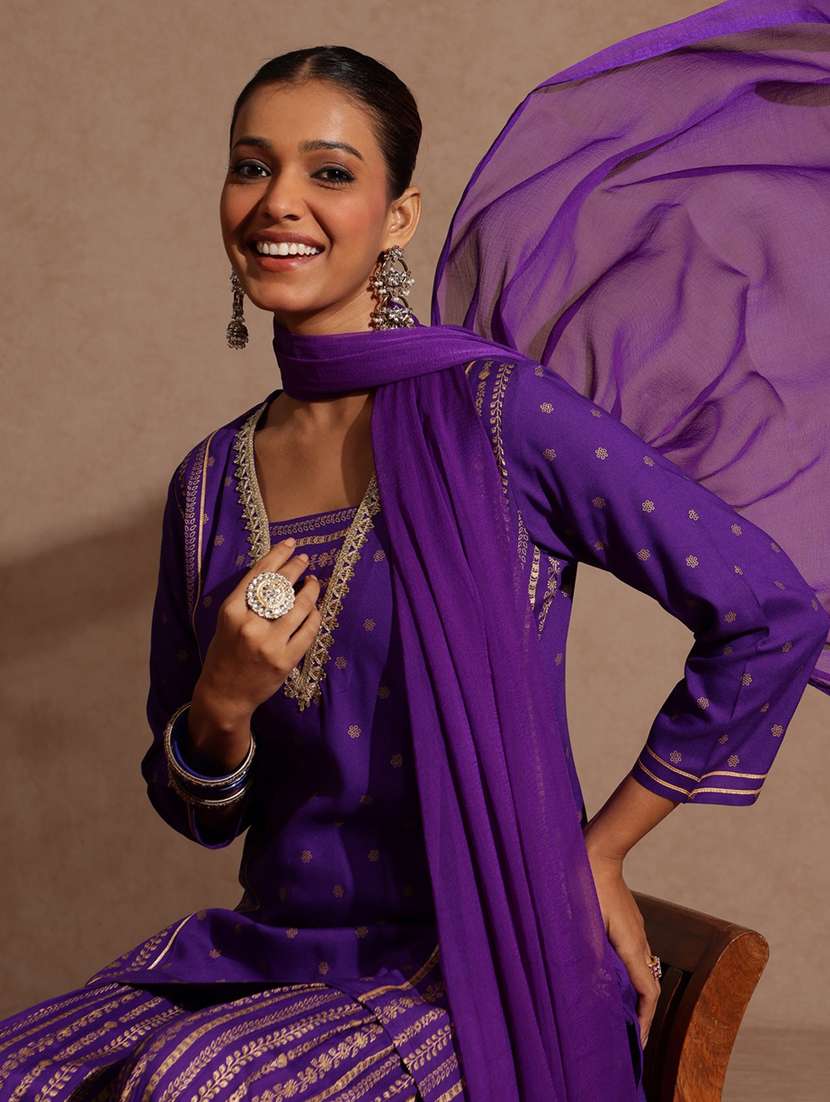 purple rayon kurta sharara  set - 22439855 -  Standard Image - 1