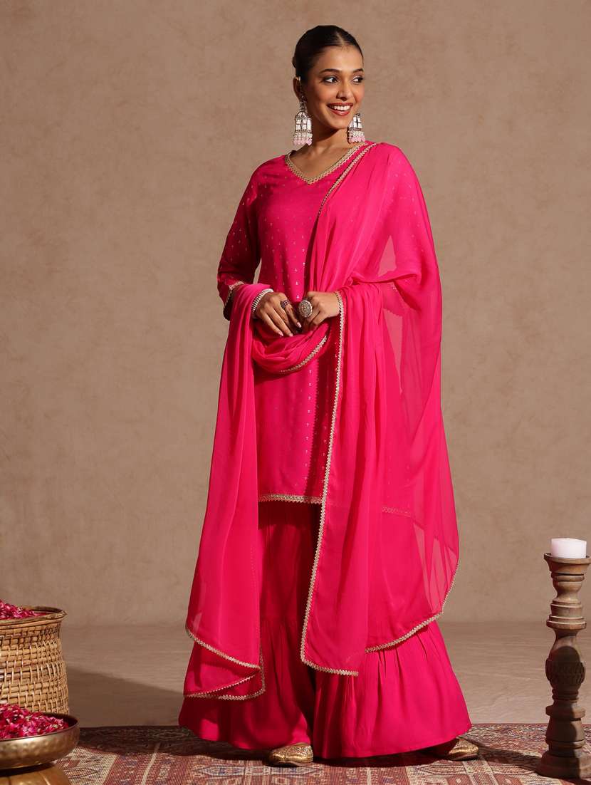 pink rayon kurta dupatta  set