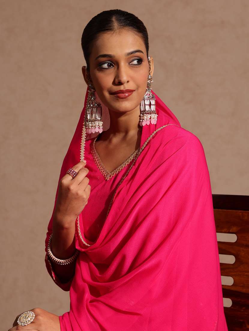 Pink Rayon Kurta Dupatta Set - 22439856 -  Standard Image - 1