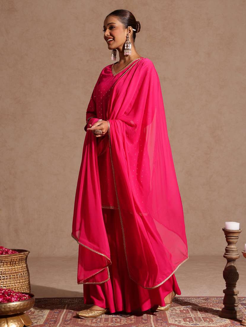 Pink Rayon Kurta Dupatta Set - 22439856 -  Standard Image - 4