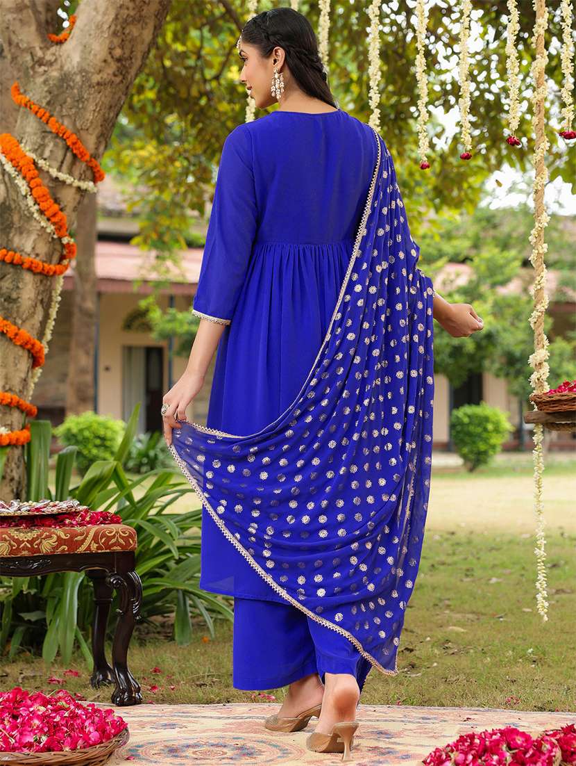 women blue kurta dupatta set - 22439862 -  Standard Image - 4
