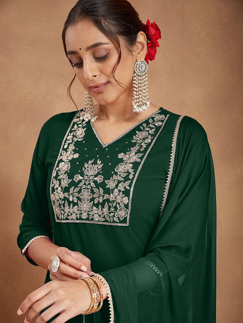 women green kurta dupatta set - 22439866 -  Standard Image - 1
