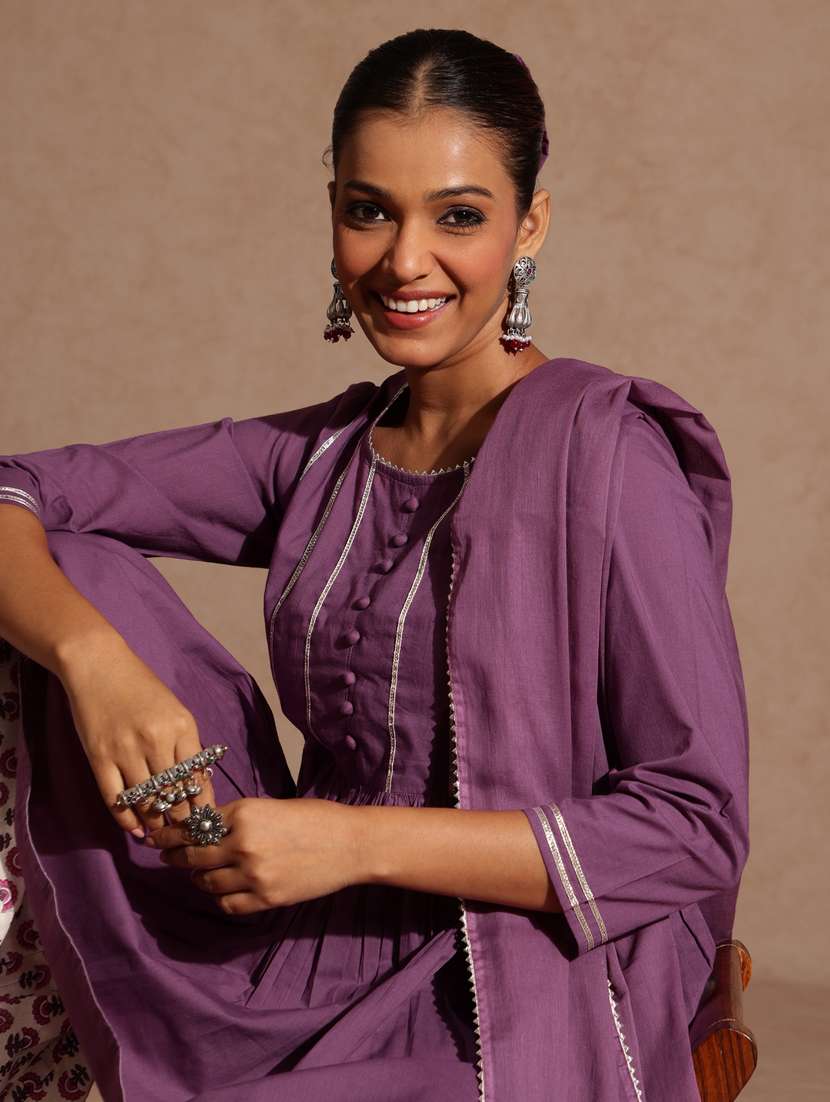 womenpink kurta dupatta set - 22439876 -  Standard Image - 1