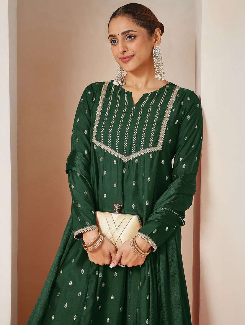 women green kurta dupatta set - 22439884 -  Standard Image - 1