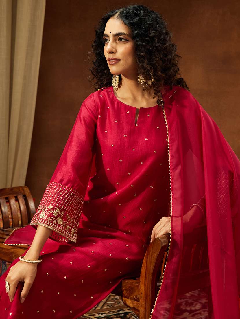 women pink kurta dupatta set - 22439892 -  Standard Image - 1