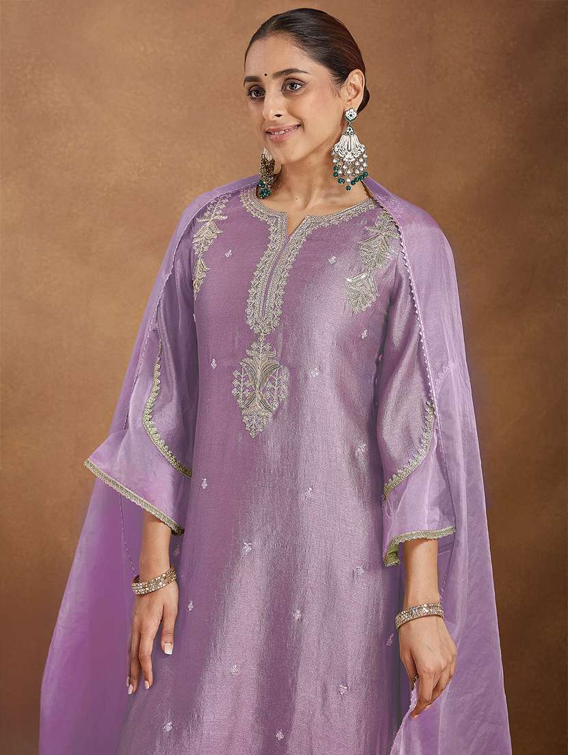women lavender kurta dupatta set - 22439894 -  Standard Image - 1