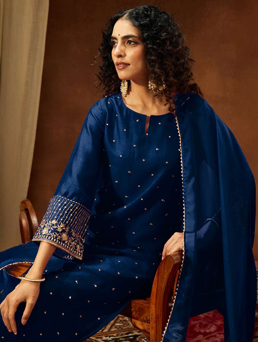 women teal kurta dupatta set - 22439895 -  Standard Image - 1