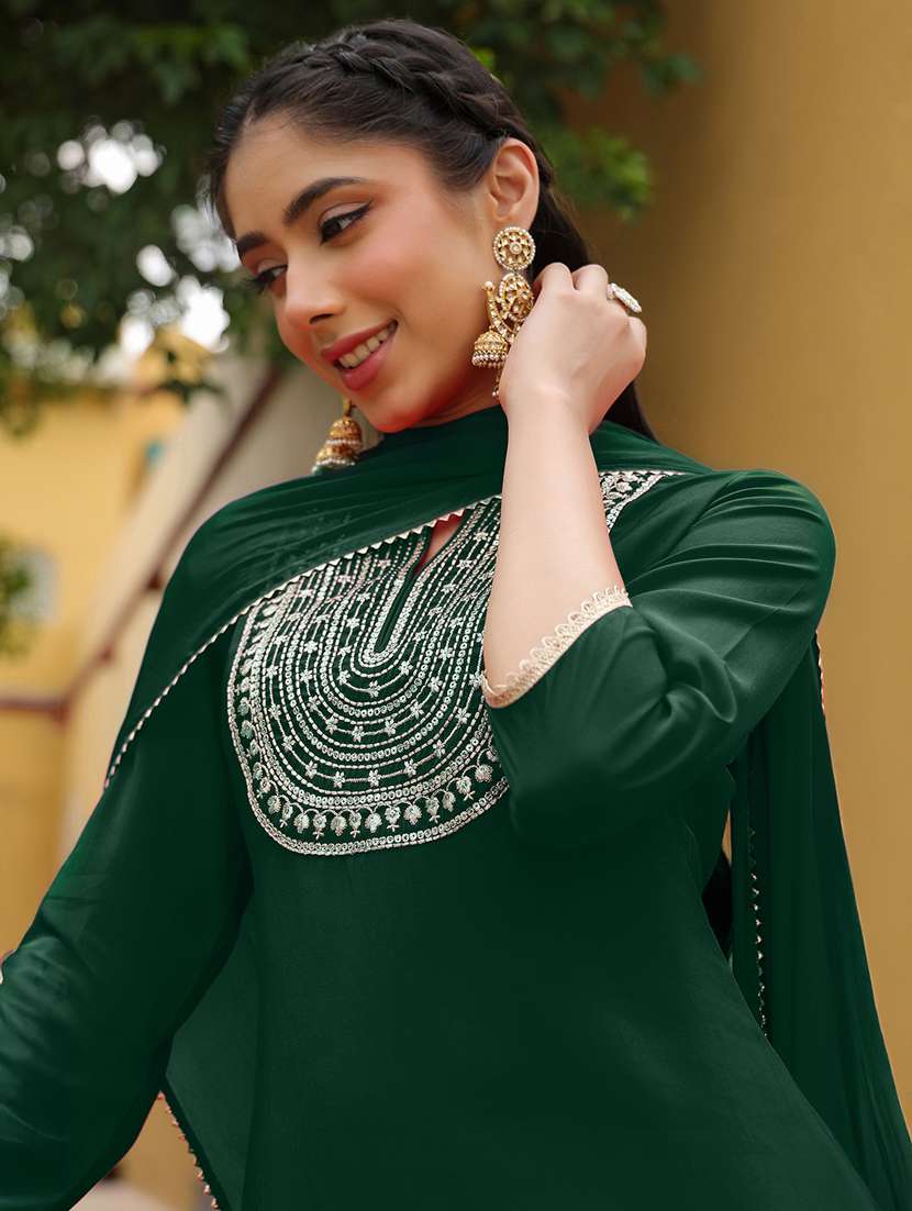 women green kurta dupatta set - 22439902 -  Standard Image - 1