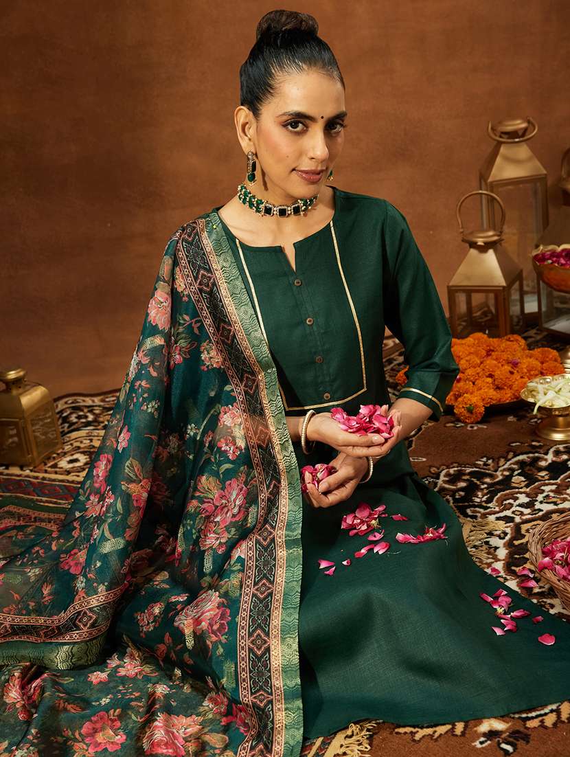 women green kurta dupatta set - 22439912 -  Standard Image - 1