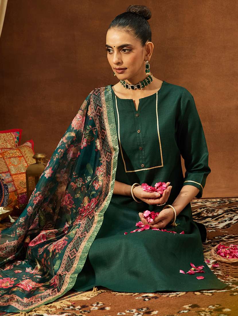 women green kurta dupatta set - 22439912 -  Standard Image - 4