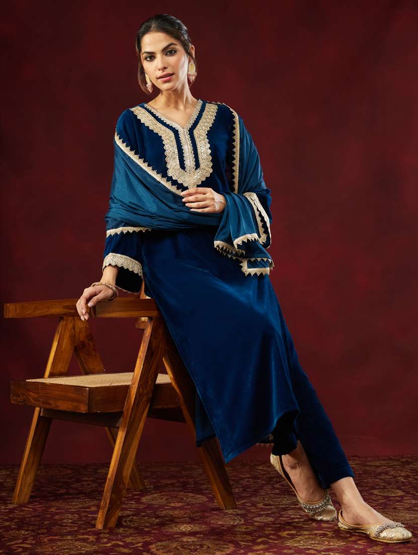 women three quarter sleeve kurat and pant with dupatta set - 22439929 -  Standard Image - 4