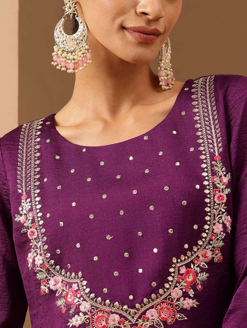 women three quarter sleeve kurat and pant with dupatta set - 22439934 -  Standard Image - 1