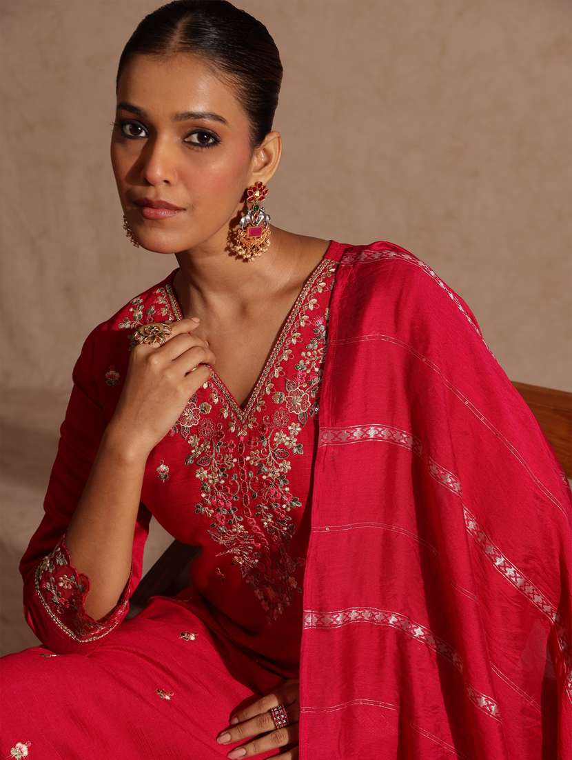 women pink kurta dupatta set - 22439945 -  Standard Image - 1
