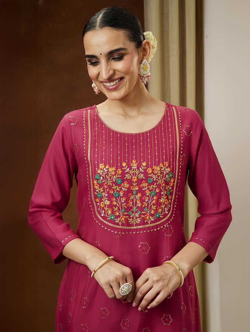 women pink kurta pant set - 22439949 -  Standard Image - 1