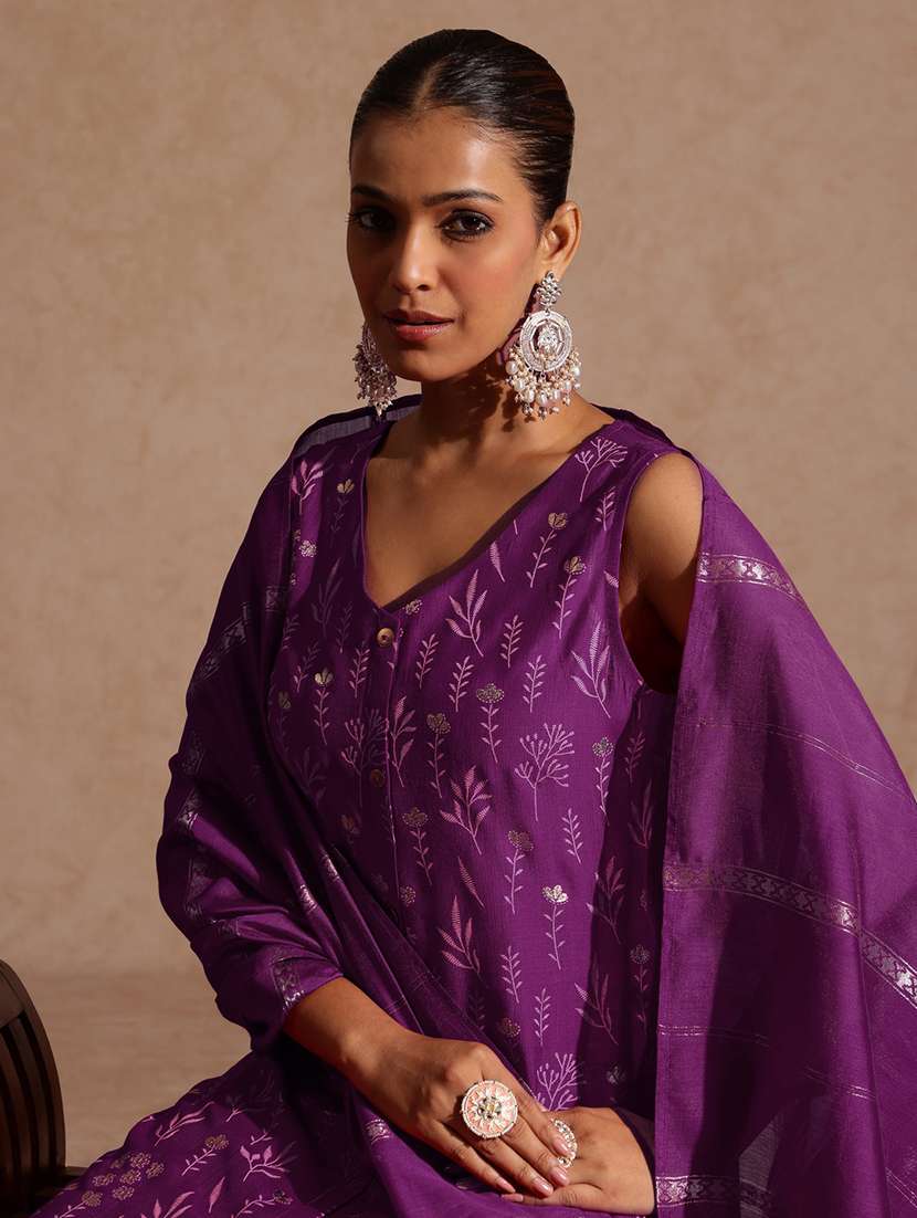 women purple kurta dupatta set - 22439959 -  Standard Image - 1