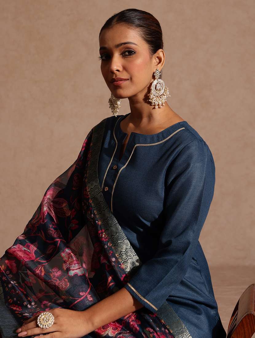 women teal kurta dupatta set - 22439965 -  Standard Image - 1