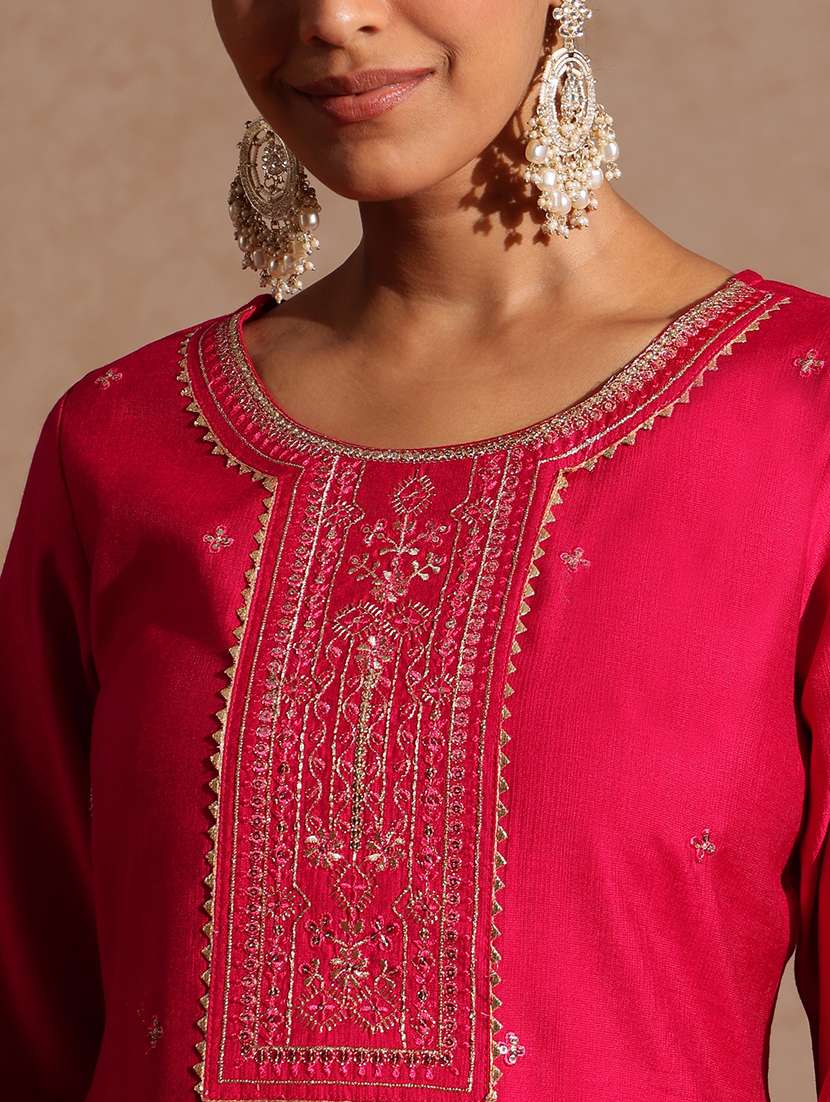 women pink kurta dupatta set - 22439980 -  Standard Image - 1