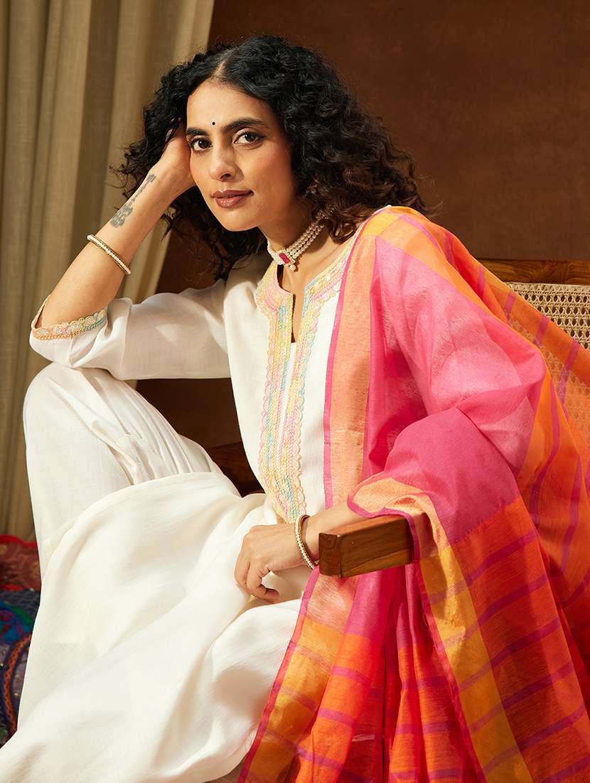 women off white kurta dupatta set - 22439981 -  Standard Image - 1