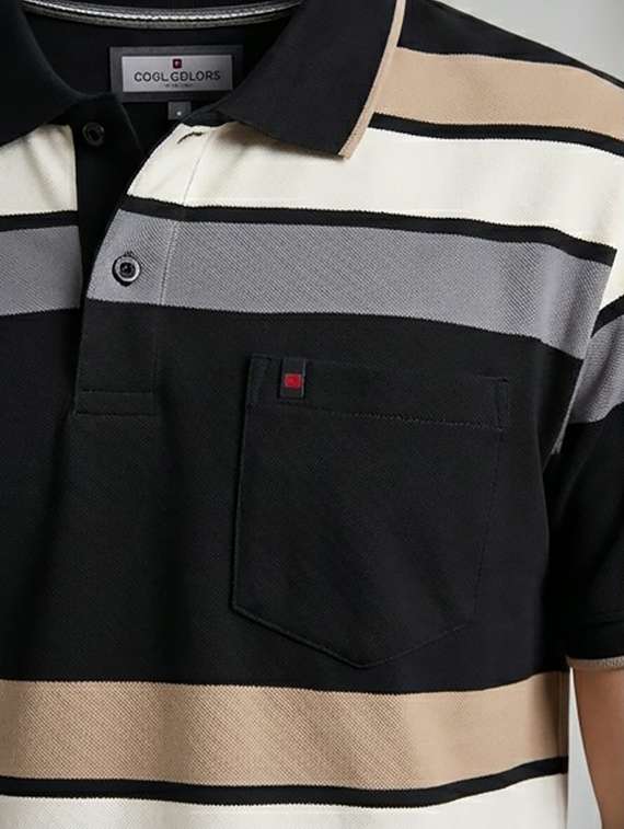 men striped short sleeve regular fit polo t-shirt - 22440033 -  Standard Image - 1