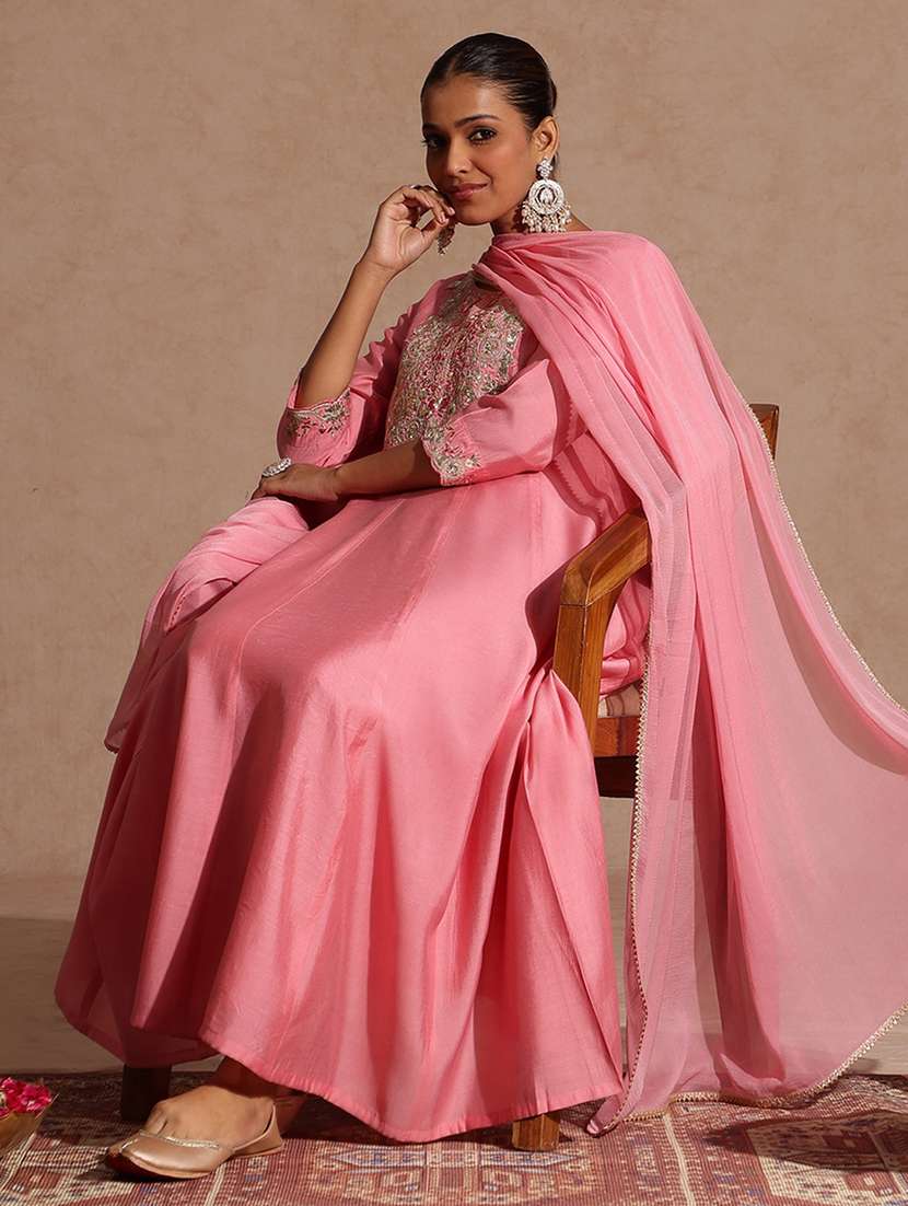 Women Pink Kurta Dupatta Set - 22440041 -  Standard Image - 4